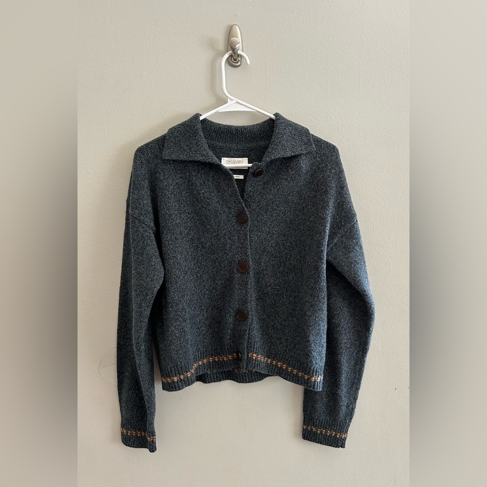Toast Women’s Button Up Collared Wool Cotton Cardigan Sweater | Size Small